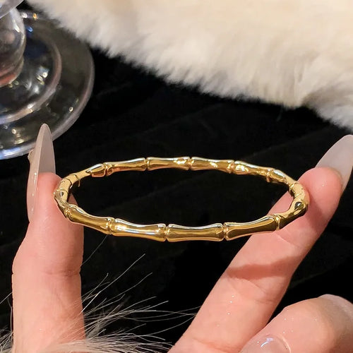 1PC Titanium Steel Stainless Steel Inlaid Zircon Gold Plated Bracelet,