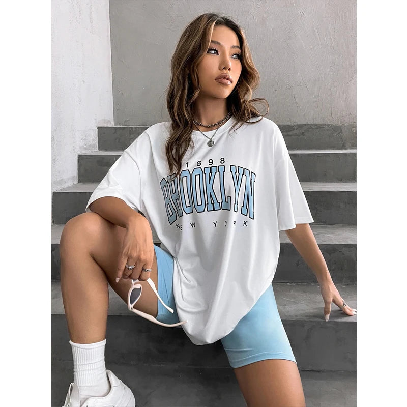 Fashion Vintage Womens T-Shirts 1898 Brooklyn New York Short Sleeve