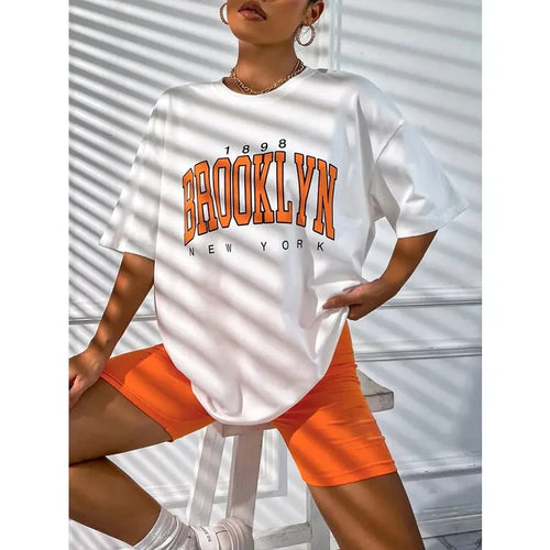 Fashion Vintage Womens T-Shirts 1898 Brooklyn New York Short Sleeve