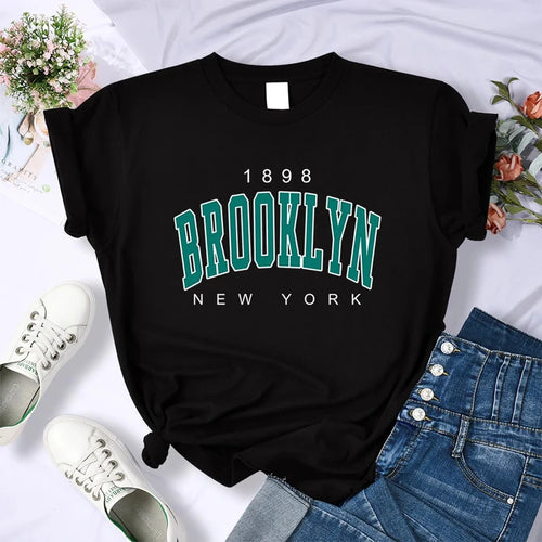 Fashion Vintage Womens T-Shirts 1898 Brooklyn New York Short Sleeve