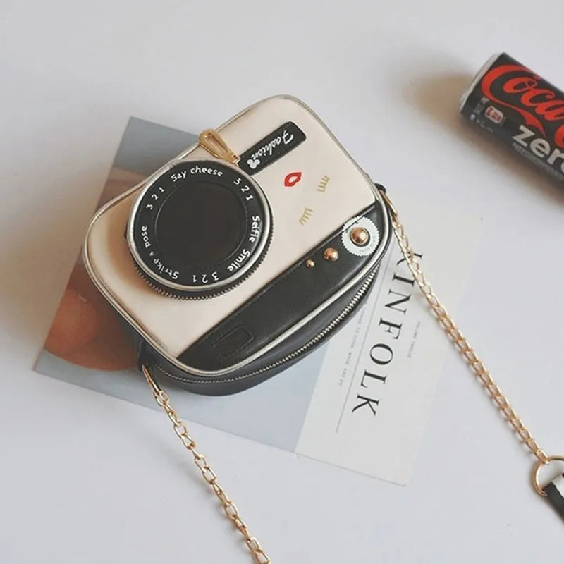 Retro Camera Shaped Women's Shoulder Crossbody Chain Bag For Ladies