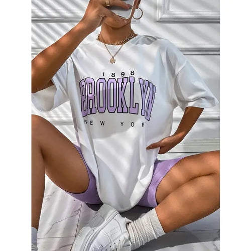 Fashion Vintage Womens T-Shirts 1898 Brooklyn New York Short Sleeve