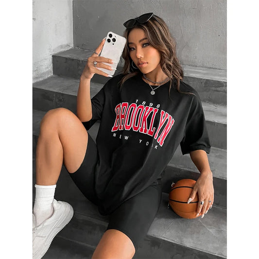 Fashion Vintage Womens T-Shirts 1898 Brooklyn New York Short Sleeve