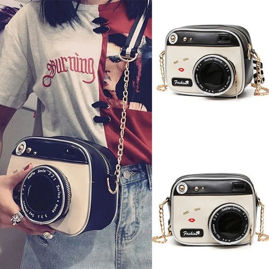 Retro Camera Shaped Women's Shoulder Crossbody Chain Bag For Ladies