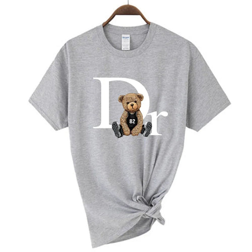 Luxury Brand Cute Bear Print Women T-shirt  Tshirt Summer Graphic