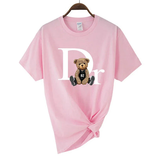 Luxury Brand Cute Bear Print Women T-shirt  Tshirt Summer Graphic